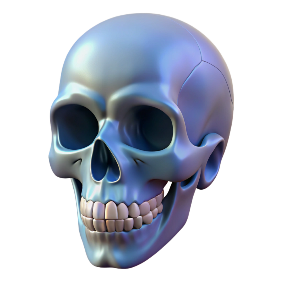 vibrant mysterious organic Skull, human anatomy, NO BACKGROUND with Transparent Background. museum quality png