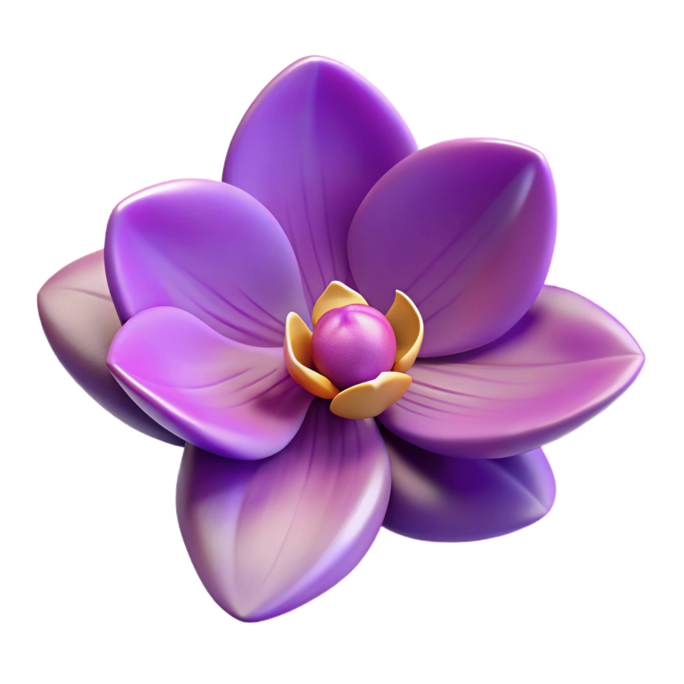 whimsical sumptuous Orchid flower, purple NO BACKGROUND with Transparent Background. expertly shot png