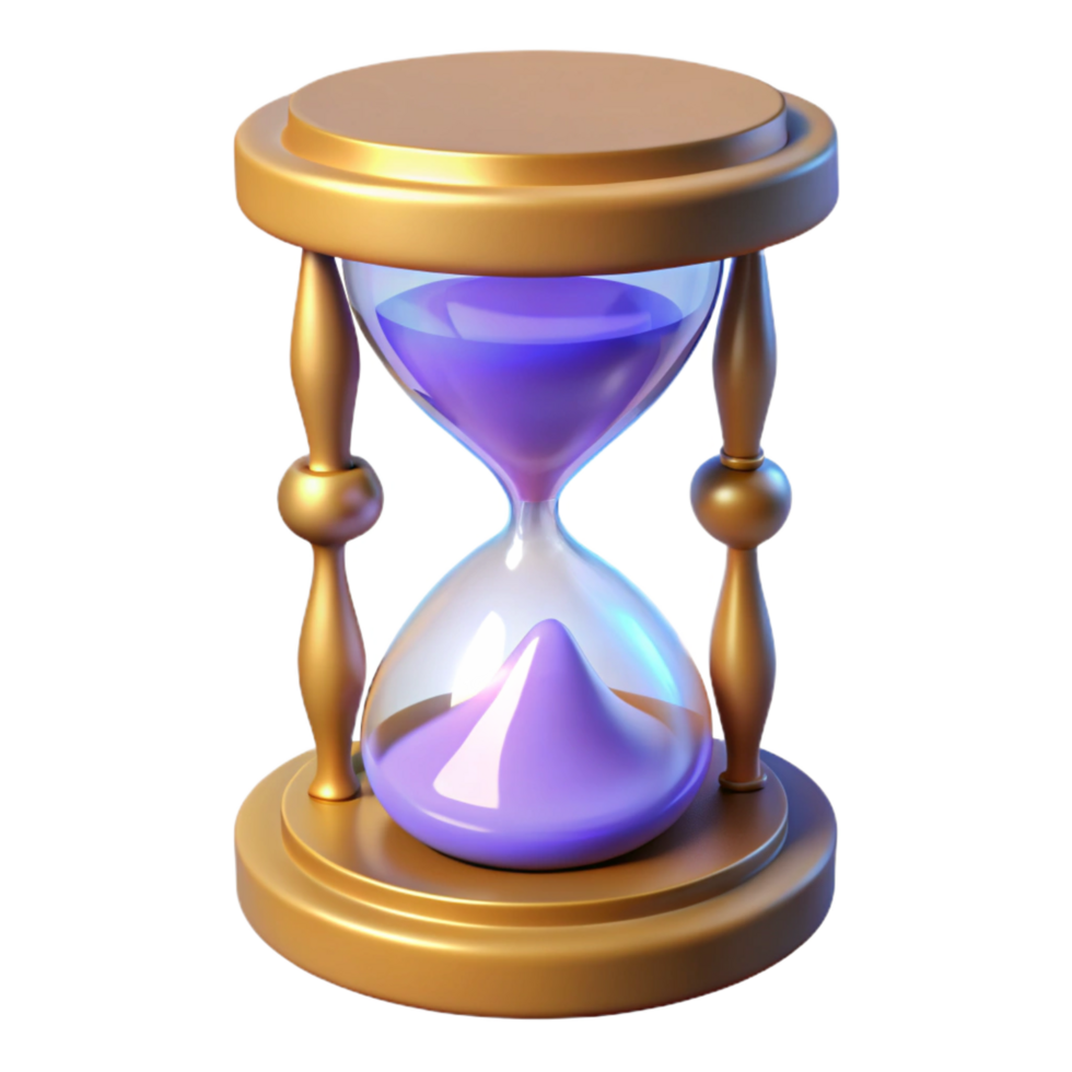 impressive exemplary A magical hourglass with swirling, glowing sand. NO BACKGROUND with Transparent Background. png