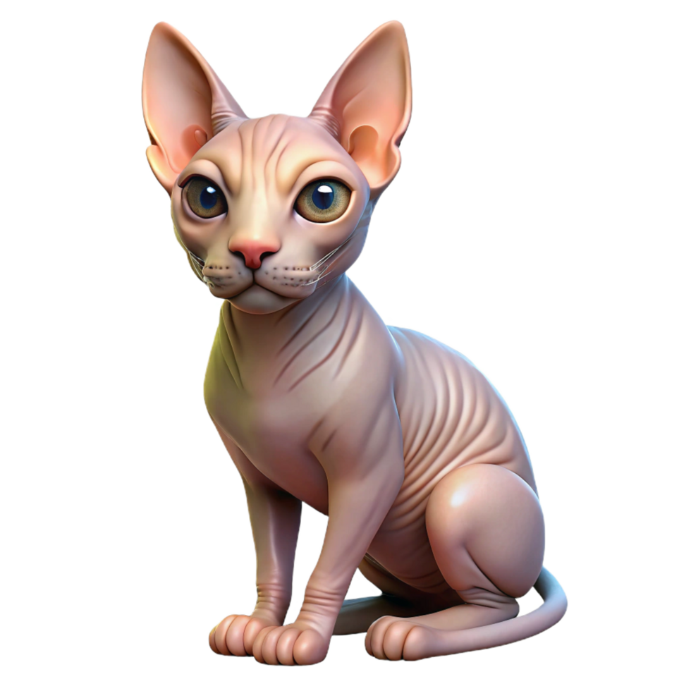 gorgeous energetic rustic A Sphynx cat. NO BACKGROUND with Transparent Background. flawless png