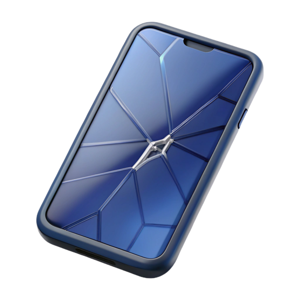 exquisite acclaimed Smartphone with cracked screen NO BACKGROUND with Transparent Background. png
