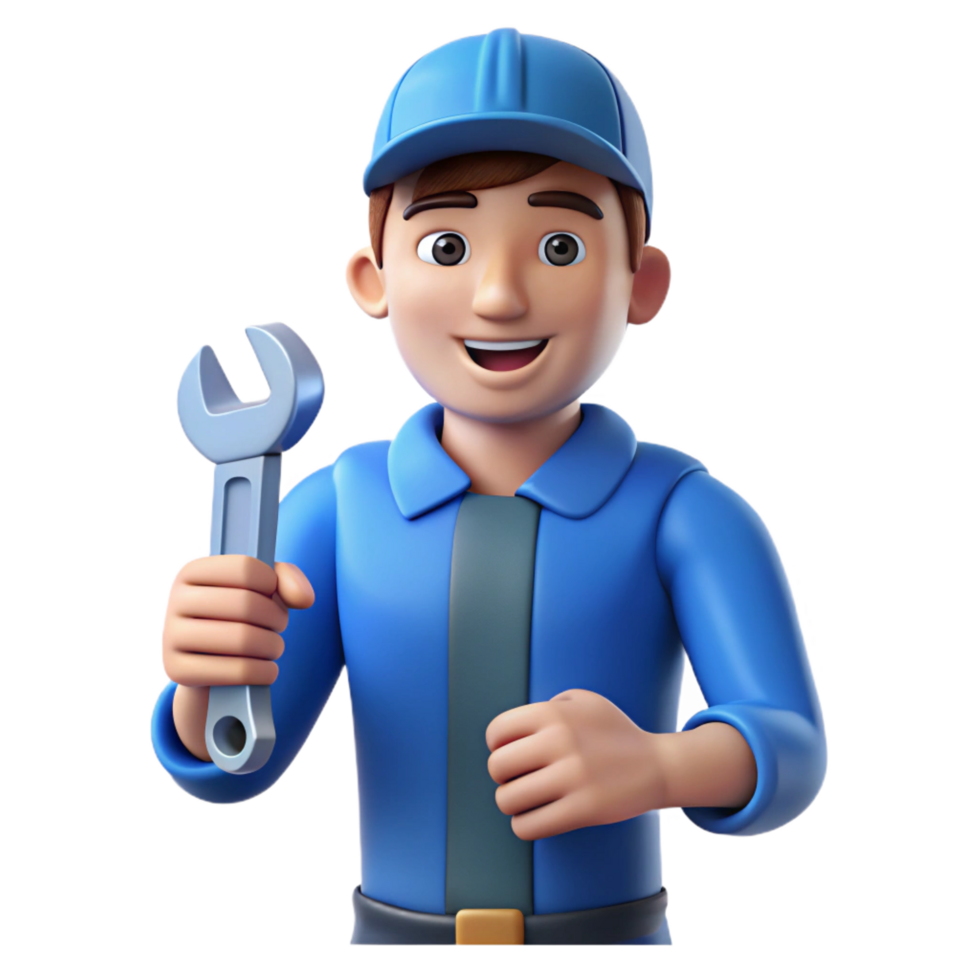 standout vintage Mechanic holding wrench NO BACKGROUND with Transparent Background. museum quality png