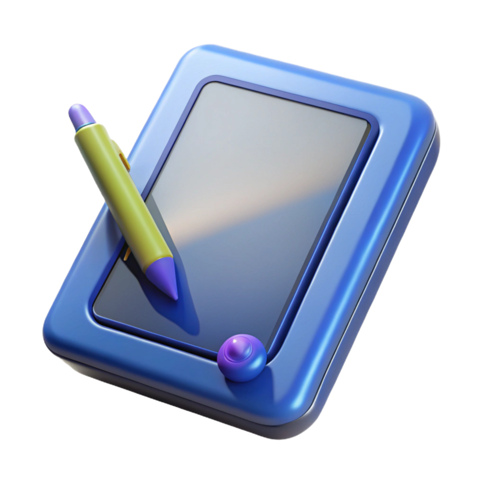 remarkable minimalist Tablet computer, stylus pen NO BACKGROUND with Transparent Background. handcrafted png