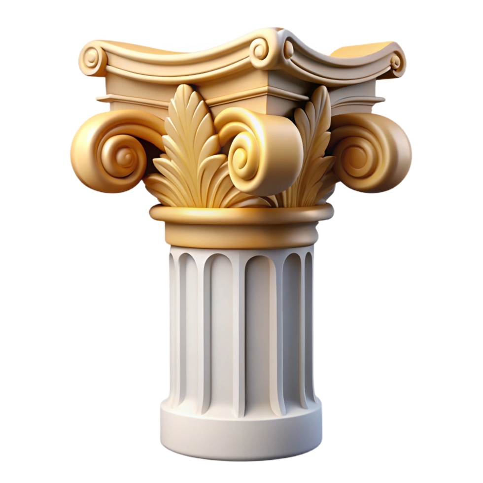 immaculate bohemian Corinthian column, acanthus leaves, NO BACKGROUND with Transparent Background. luxury png