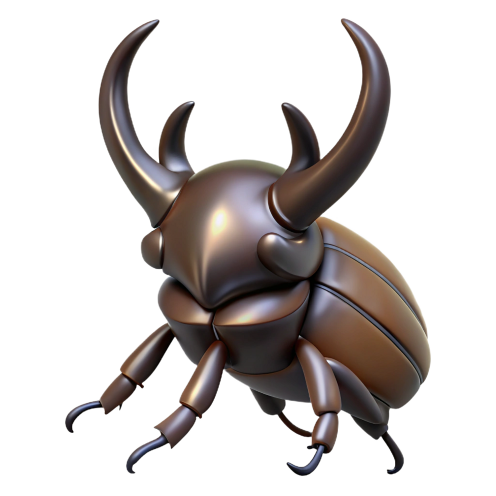 radiant unforgettable A rhinoceros beetle, horns prominent. NO BACKGROUND with Transparent Background. png
