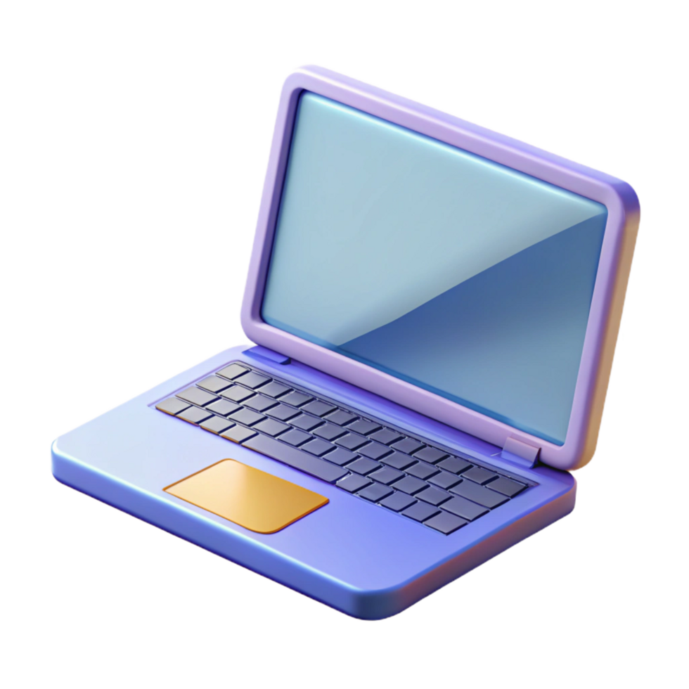 sumptuous tropical Laptop computer, open screen, NO BACKGROUND with Transparent Background. professional png