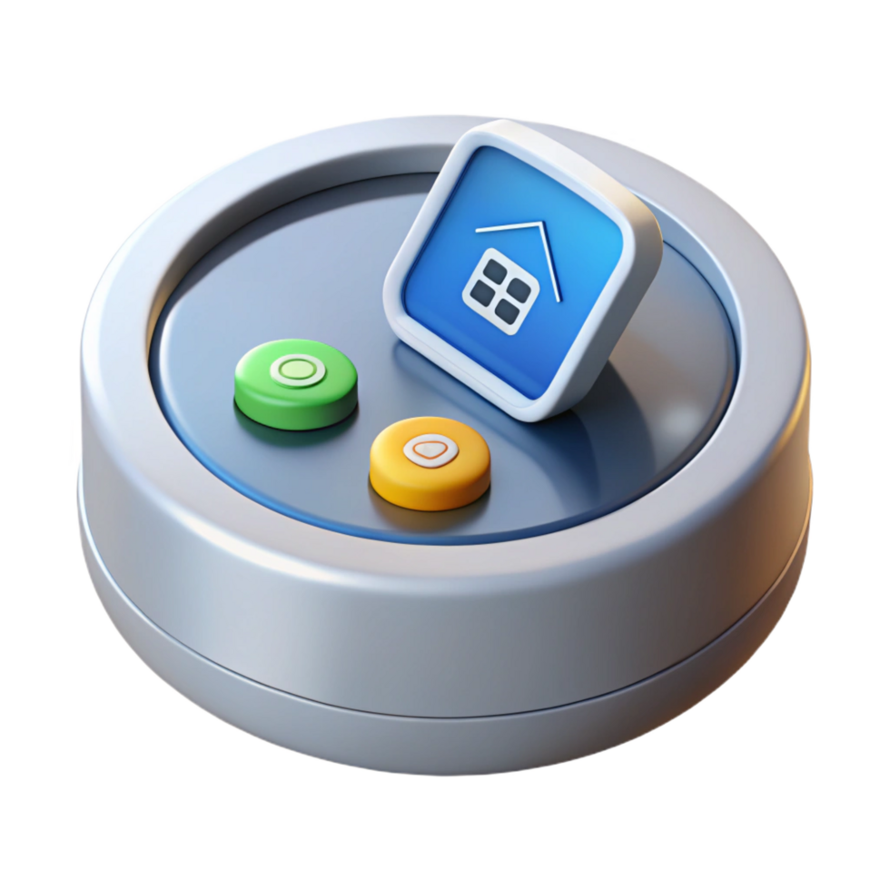 striking rustic Smart home hub with touchscreen display, NO BACKGROUND with Transparent Background. crisp png