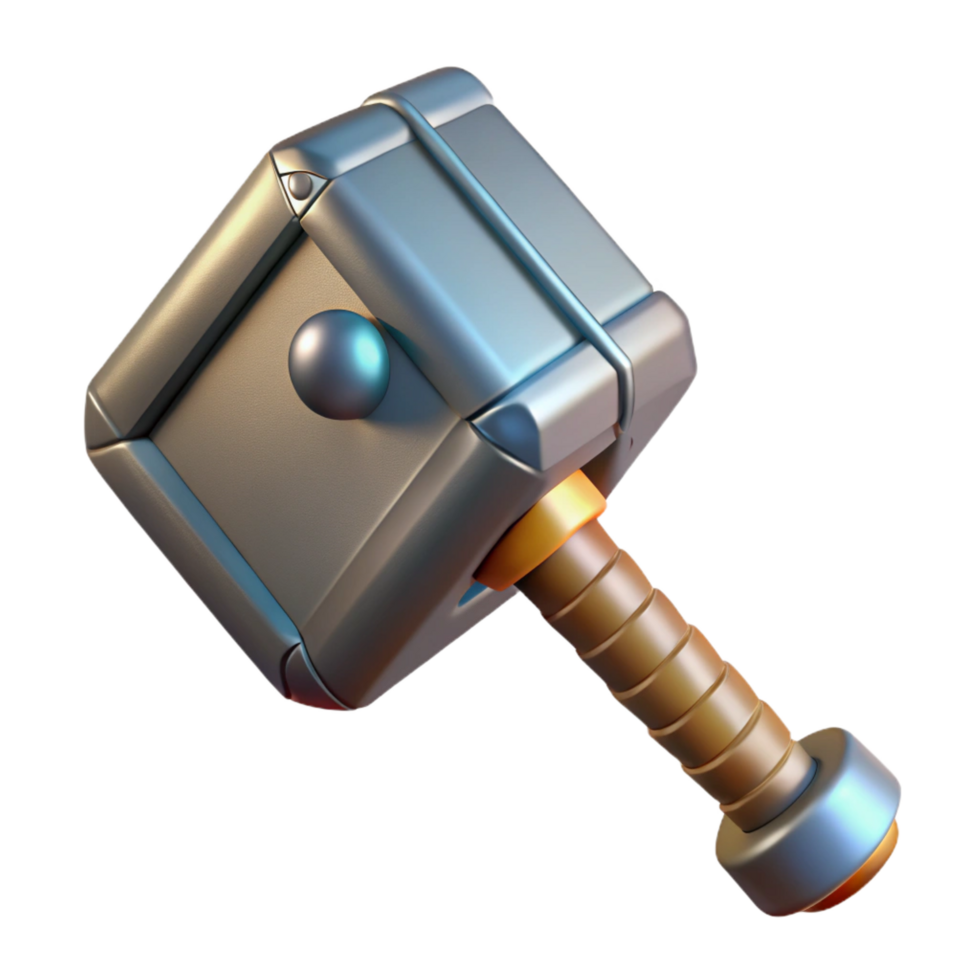 vibrant distinguished Thor's Hammer, Mjolnir, NO BACKGROUND with Transparent Background. png