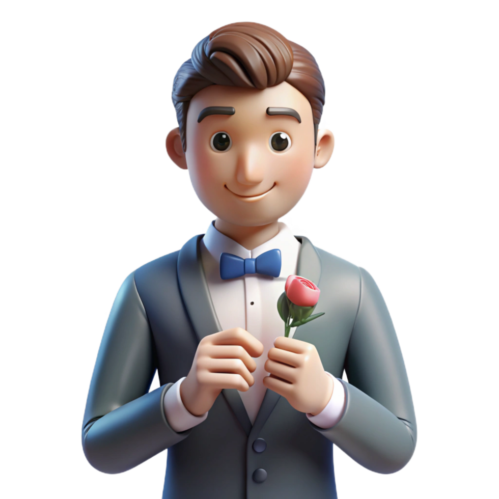 glorious retro Groom fixing boutonniere NO BACKGROUND with Transparent Background. high quality png