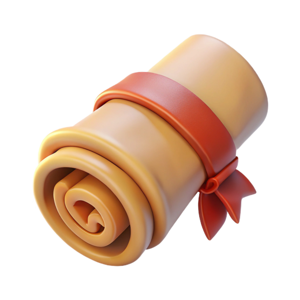 dramatic urban Ancient scroll, rolled up, tied with ribbon, wax seal, NO BACKGROUND with Transparent Background. 4K png