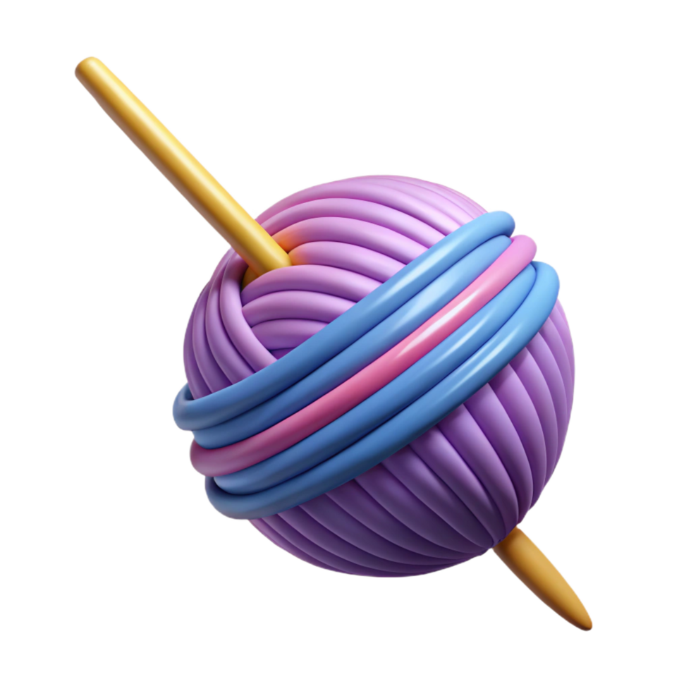 picturesque elegant A knitting needle with yarn, NO BACKGROUND with Transparent Background. museum quality png