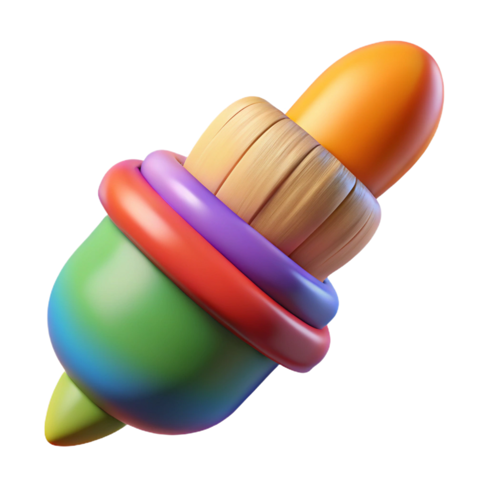 gorgeous sought-after A levitating, abstract paintbrush with colorful bristles. NO BACKGROUND with Transparent Background. png