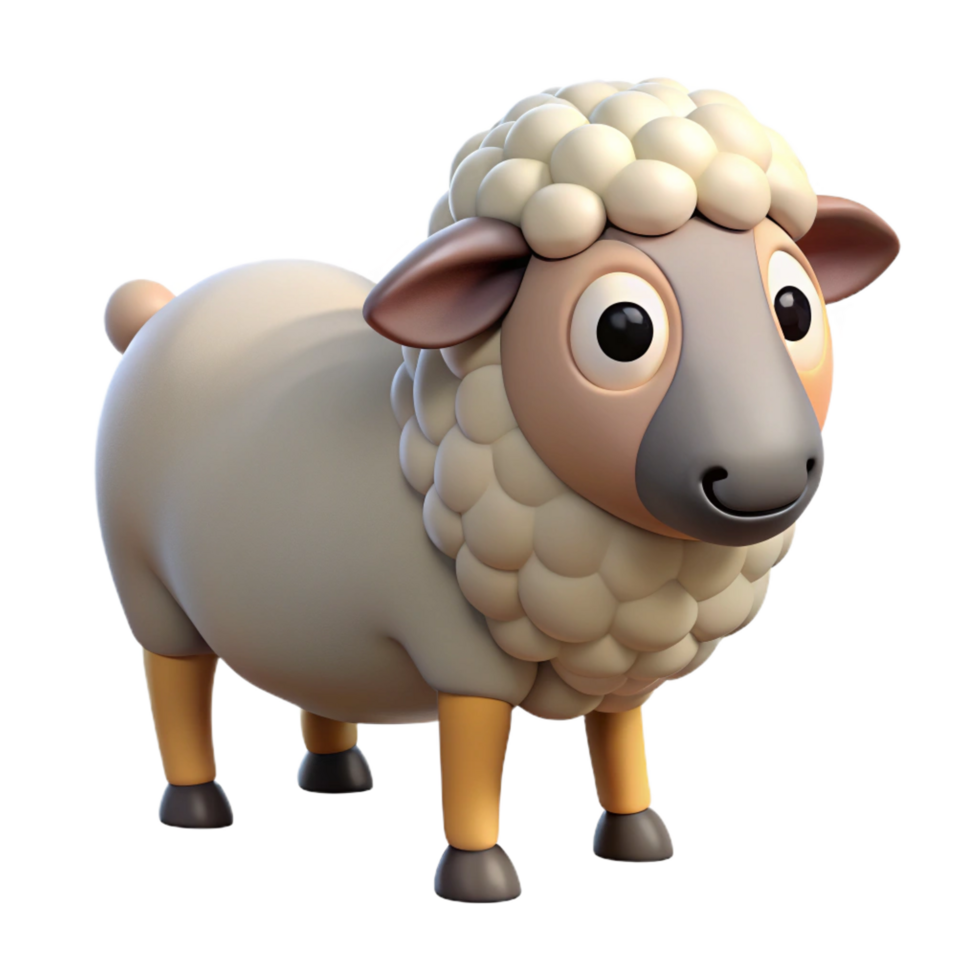 nostalgic mesmerizing A bleating sheep, NO BACKGROUND with Transparent Background. studio quality png