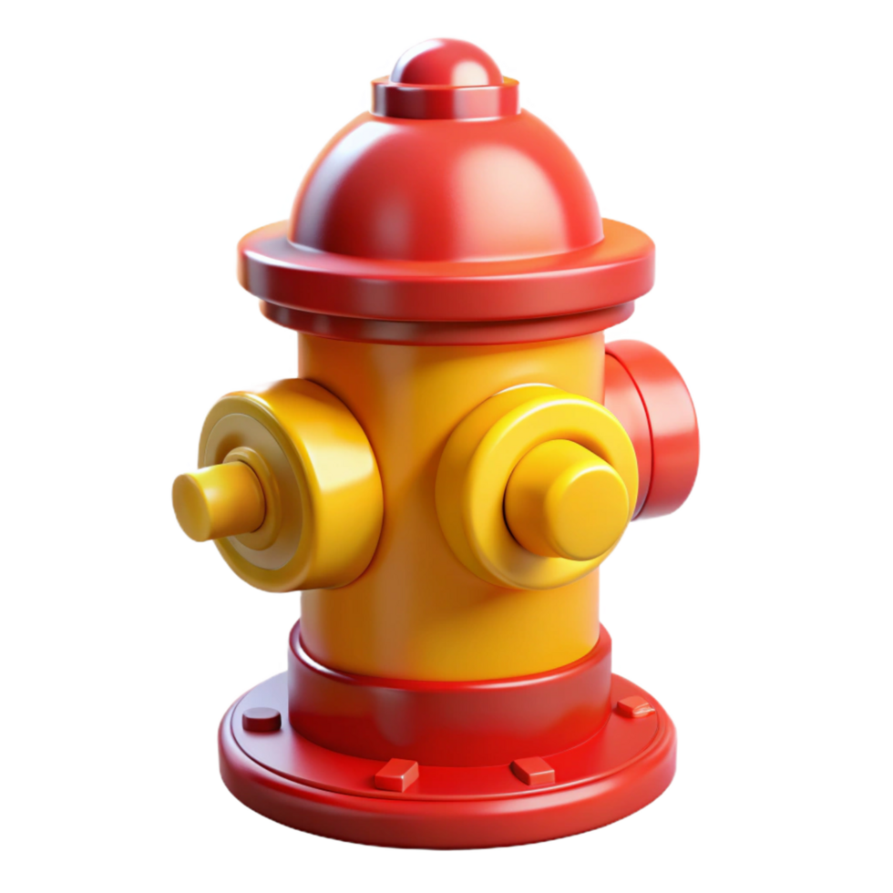 gorgeous quintessential Fire hydrant, red and yellow, NO BACKGROUND with Transparent Background. png