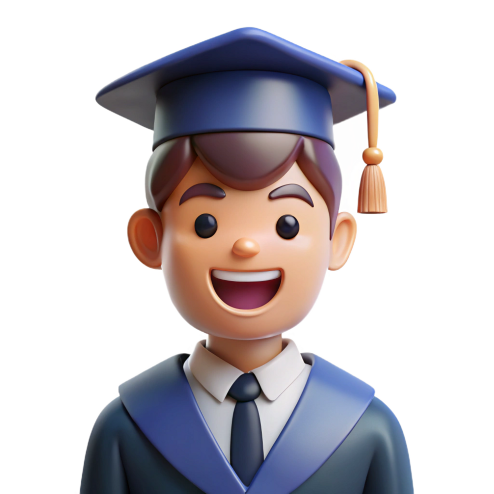ethereal elegant Happy graduate in cap and gown, NO BACKGROUND with Transparent Background. detailed png