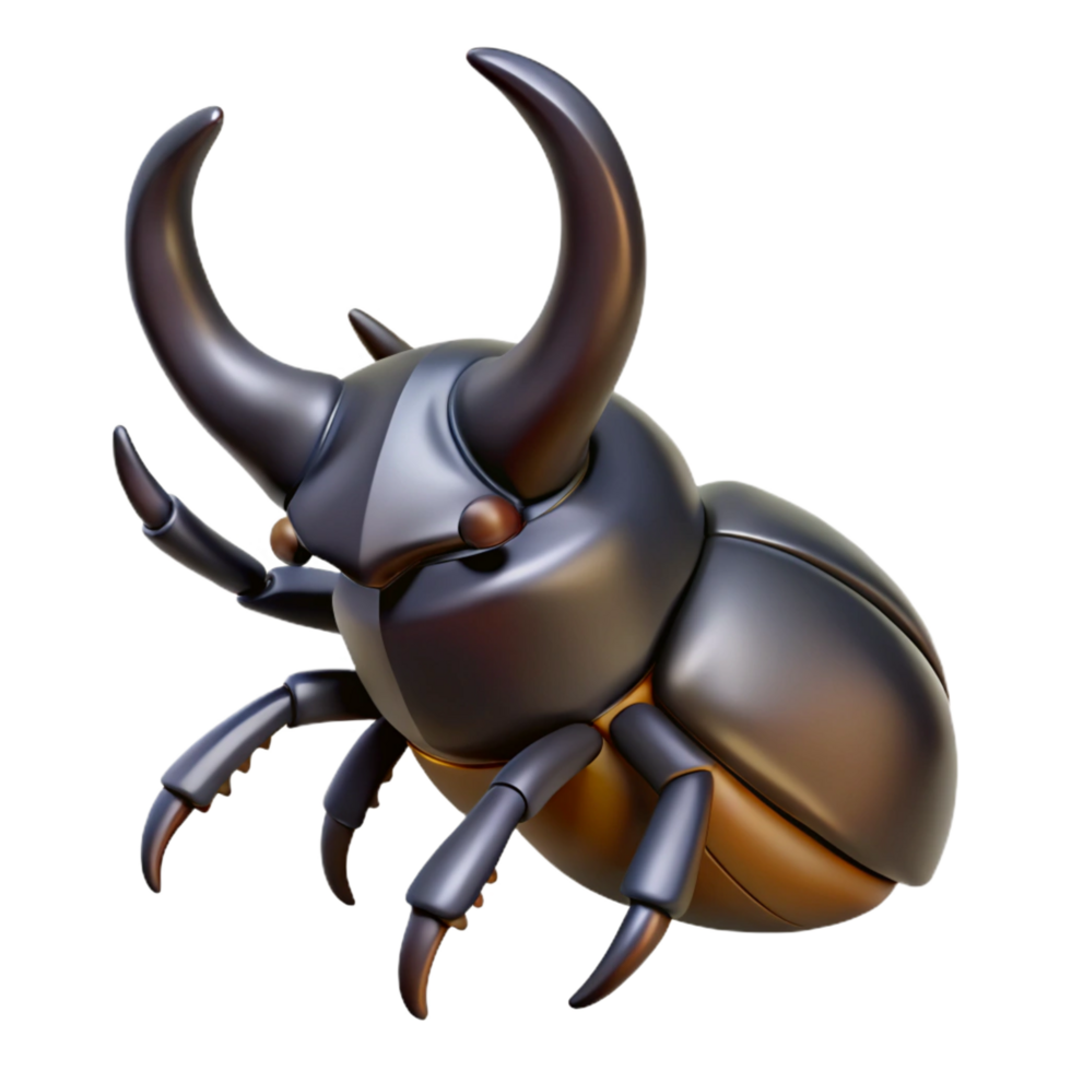 harmonious mesmerizing A rhinoceros beetle, horns prominent. NO BACKGROUND with Transparent Background. artisan png