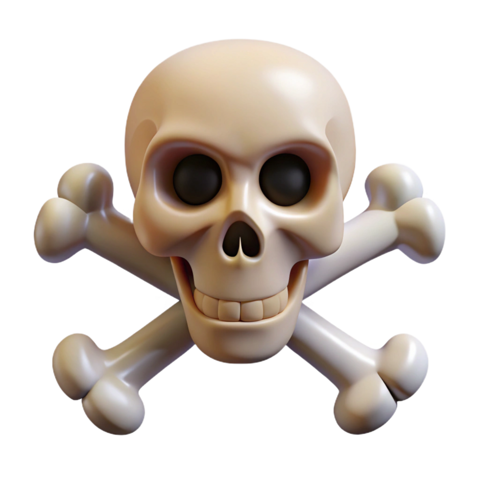 mysterious extraordinary Skull and Crossbones, pirate symbol, danger and death, NO BACKGROUND with Transparent Background. perfect clarity png