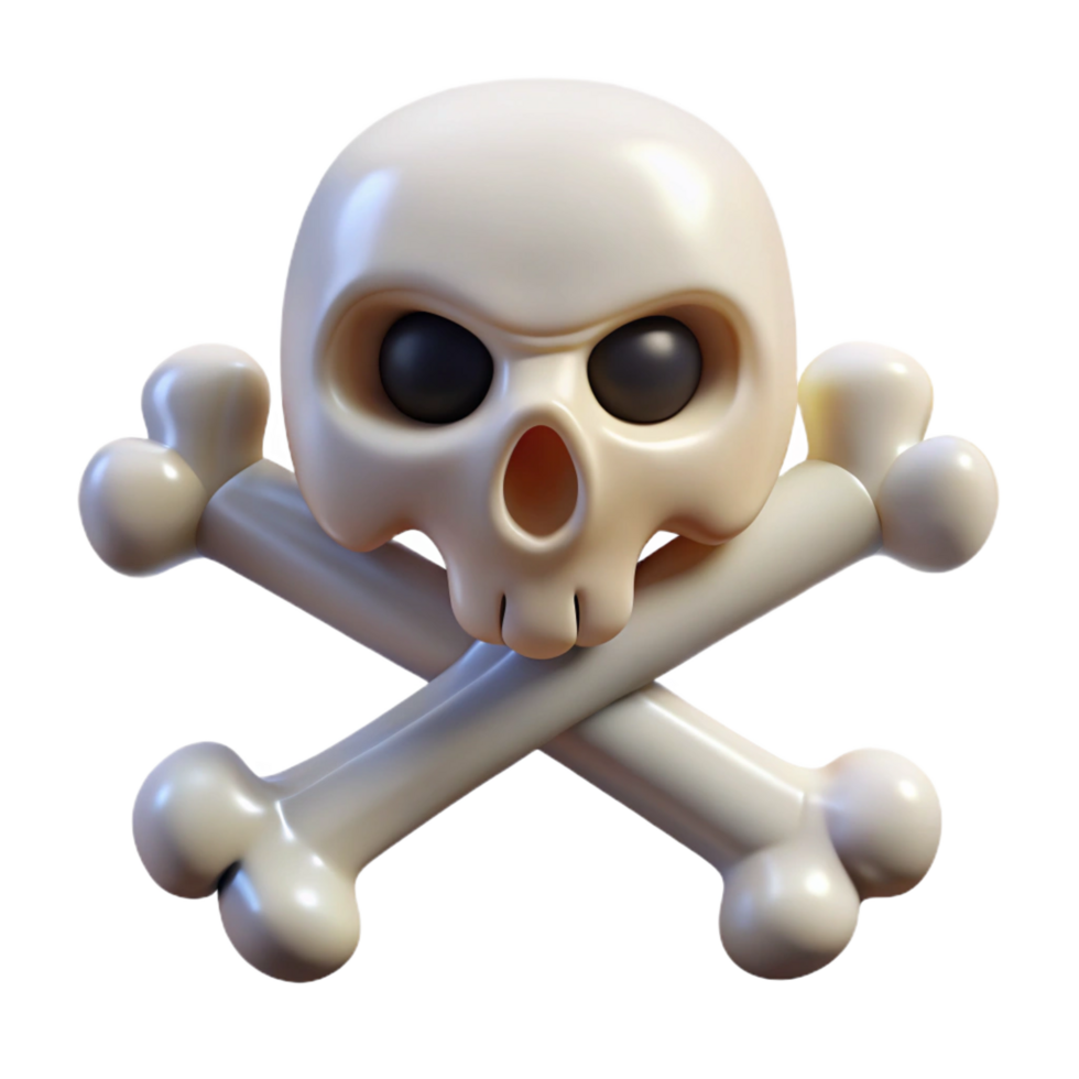 immaculate futuristic Skull and Crossbones, pirate symbol, danger and death, NO BACKGROUND with Transparent Background. perfect clarity png