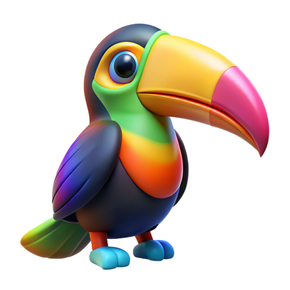 gorgeous melancholic creative A colorful image of a toucan NO BACKGROUND with Transparent Background. fine detail png