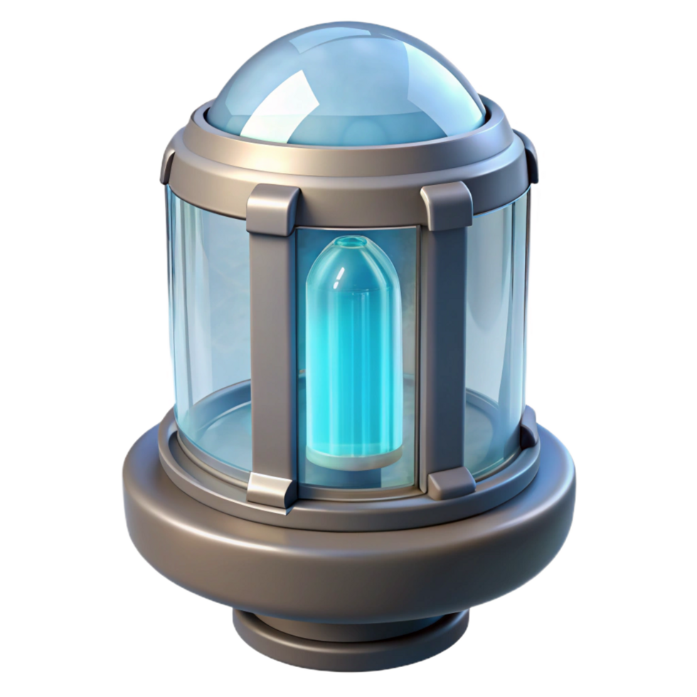 notable contemporary Cryogenic stasis pod with frosted glass. NO BACKGROUND with Transparent Background. flawless png