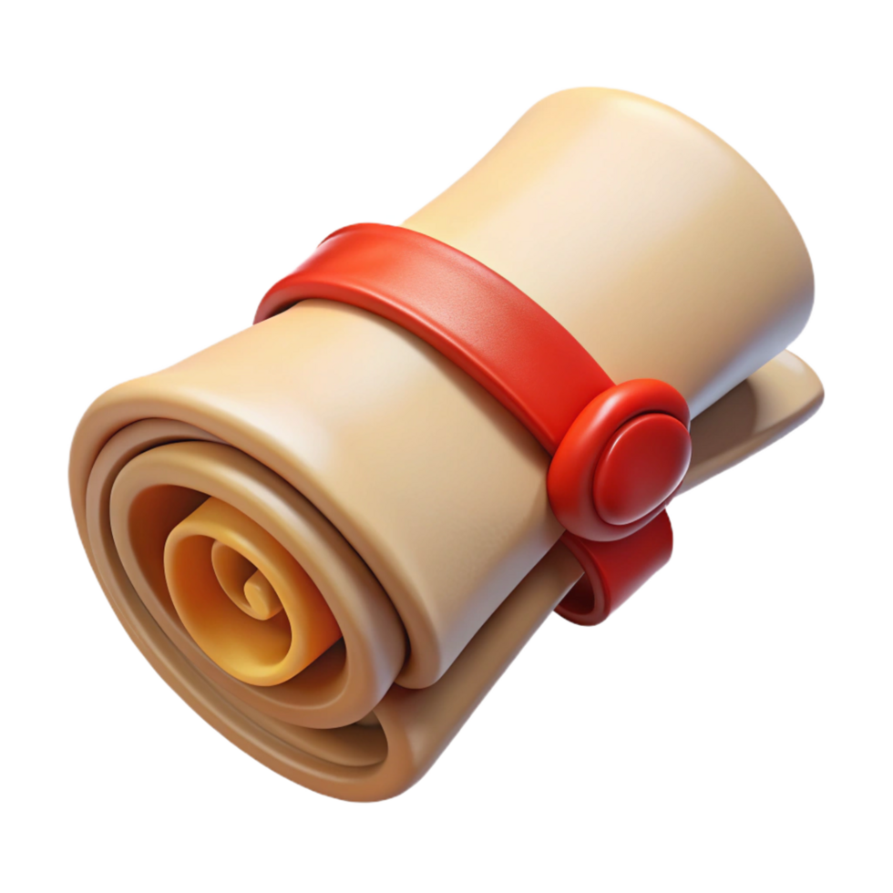 rare geometric Ancient scroll, rolled up, tied with ribbon, wax seal, NO BACKGROUND with Transparent Background. masterfully captured png