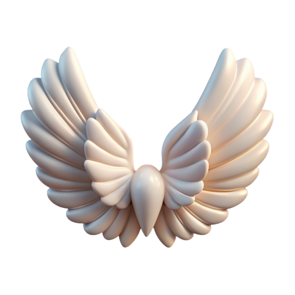 nostalgic dazzling Angel Wings, feathered and divine, angelic symbol, NO BACKGROUND with Transparent Background. masterfully captured png