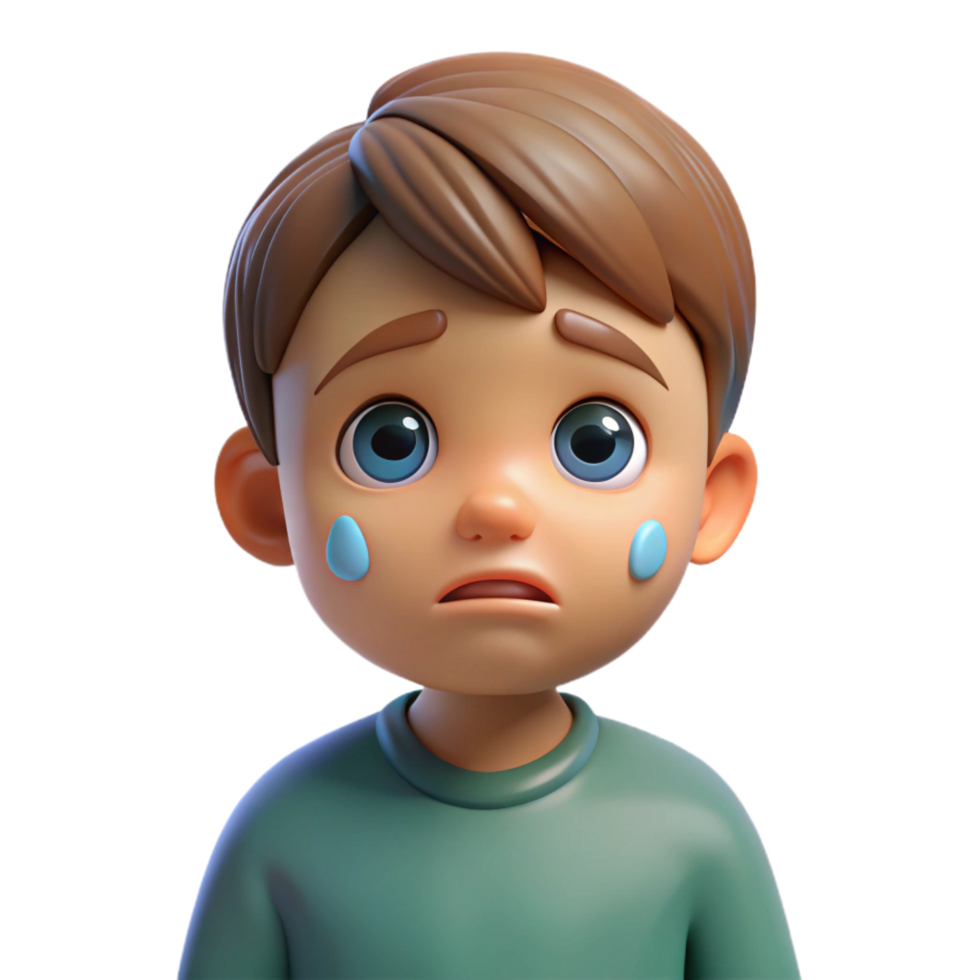 impressive harmonious gothic Sad child, tears in eyes, NO BACKGROUND with Transparent Background. luxury png