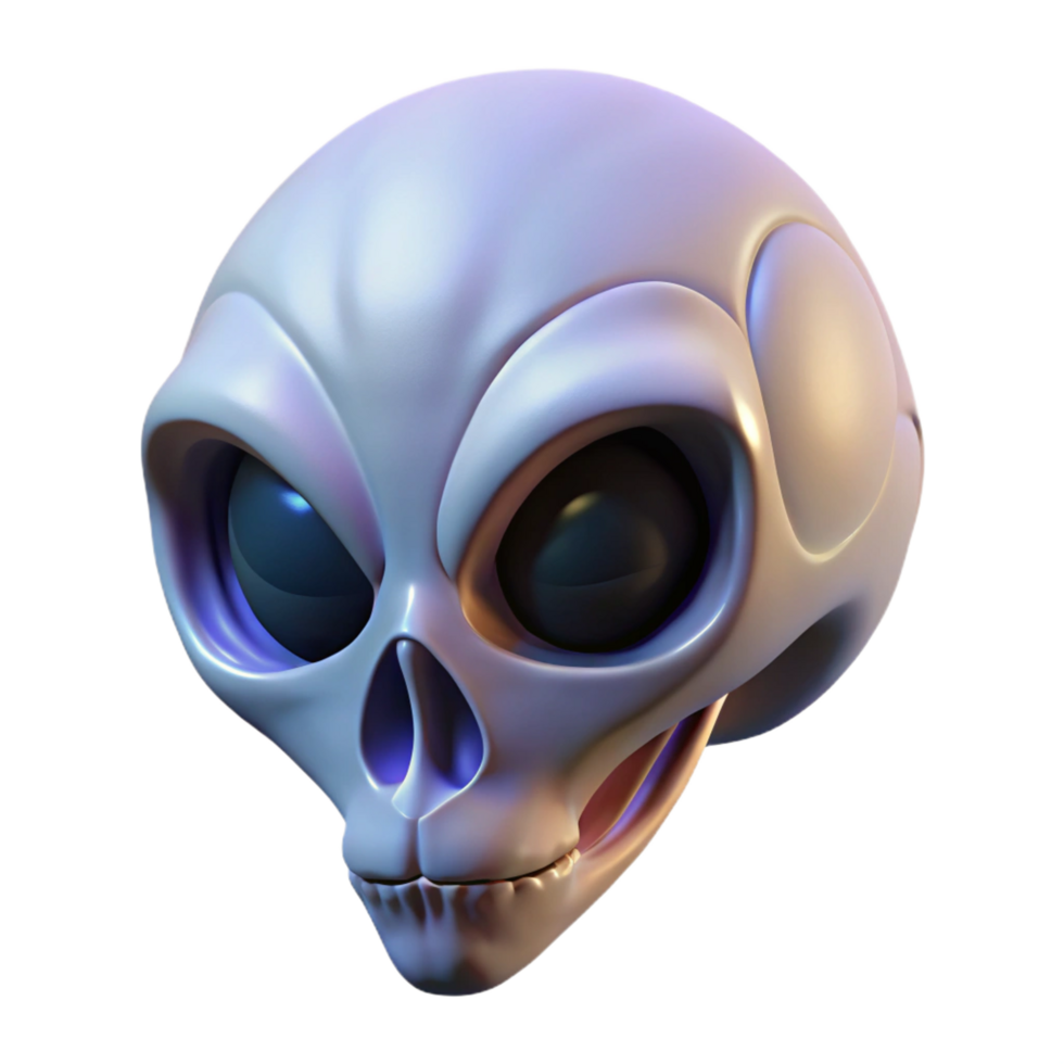 striking celebrated Alien skull with elongated cranium NO BACKGROUND with Transparent Background. png