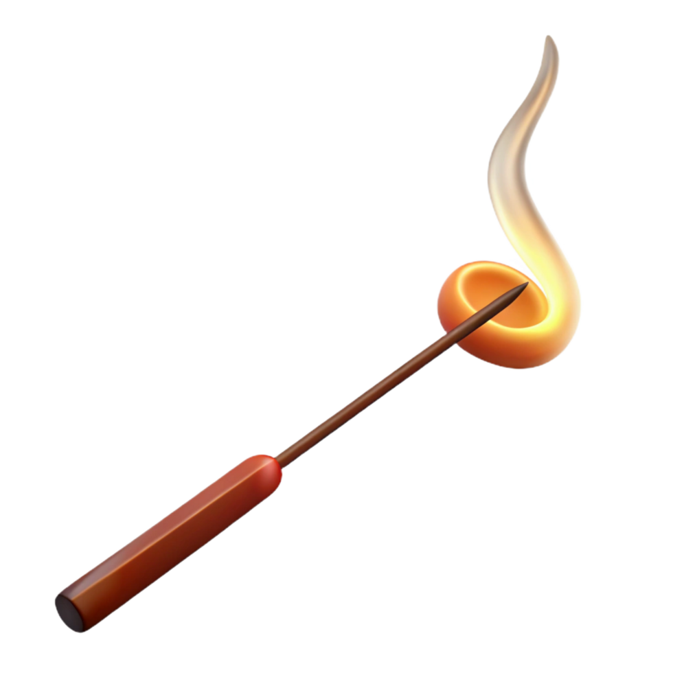 unparalleled impressionist A single, burning incense stick. NO BACKGROUND with Transparent Background. museum quality png