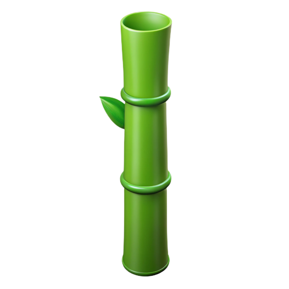 exceptional elegant Bamboo stalk, single, green. NO BACKGROUND with Transparent Background. detailed png