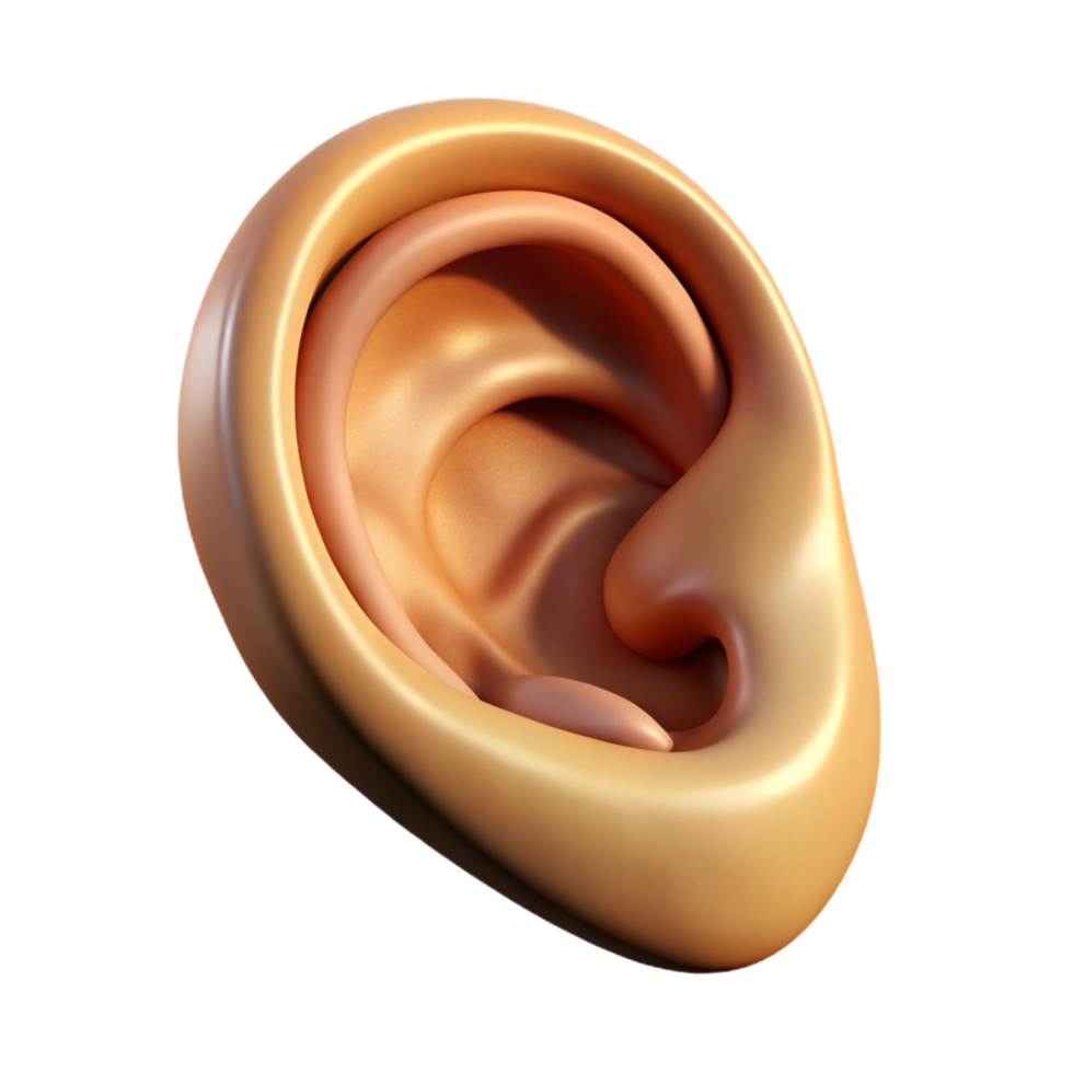 exemplary rustic A single, stylized human ear. NO BACKGROUND with Transparent Abstract Background. 8K png