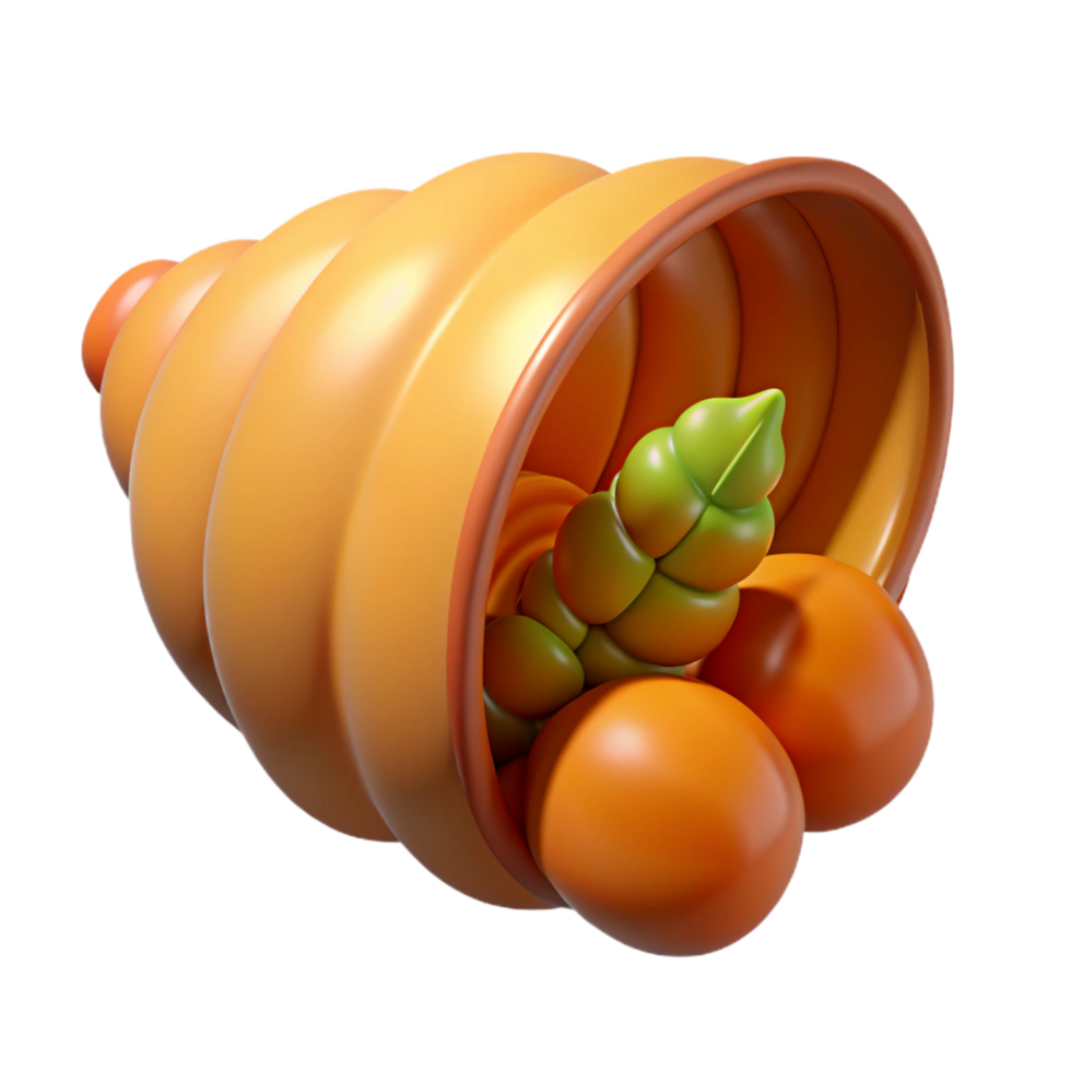 glorious passionate organic Cornucopia, horn of plenty, NO BACKGROUND with Transparent Background. exclusive png