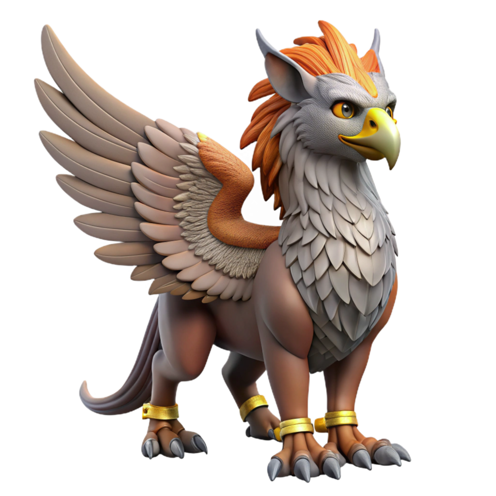 extraordinary traditional Majestic griffin, intricately feathered, sharp talons, NO BACKGROUND with Transparent Background. authentic png