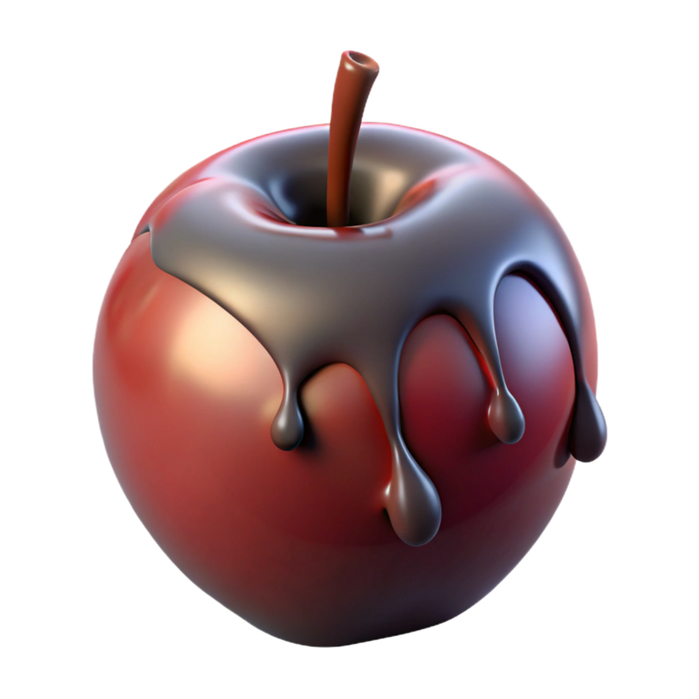 striking dramatic modern Single poisoned apple, dripping dark liquid, bite mark, NO BACKGROUND with Transparent Background. 8K png