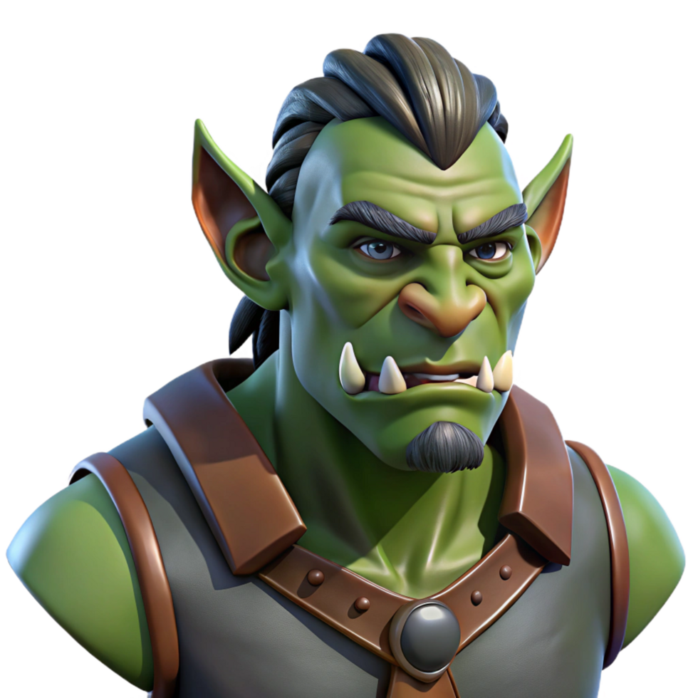 breathtaking dynamic gothic Fantasy character portrait, male orc, war paint, tusks, NO BACKGROUND with Transparent Background. precision png