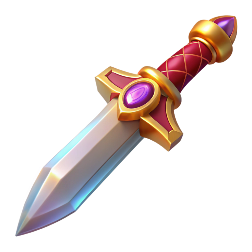 gorgeous romantic industrial Ornate dagger, jeweled hilt, sharp blade, NO BACKGROUND with Transparent Background. precision png