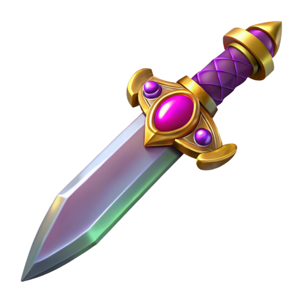 dazzling art deco Ornate dagger, jeweled hilt, sharp blade, NO BACKGROUND with Transparent Background. top-tier png