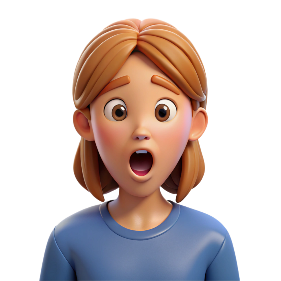impressive dramatic avant-garde Surprised teenage girl, open mouth, NO BACKGROUND with Transparent Background. expertly shot png