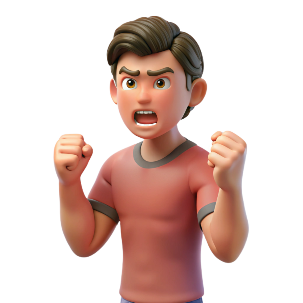 hypnotic peaceful geometric Angry young man, clenched fists, NO BACKGROUND with Transparent Background. high resolution png