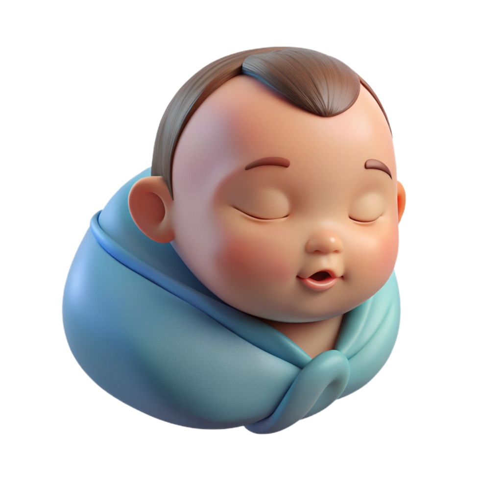 calm picturesque Sleeping baby, peaceful expression, NO BACKGROUND with Transparent Background. studio quality png