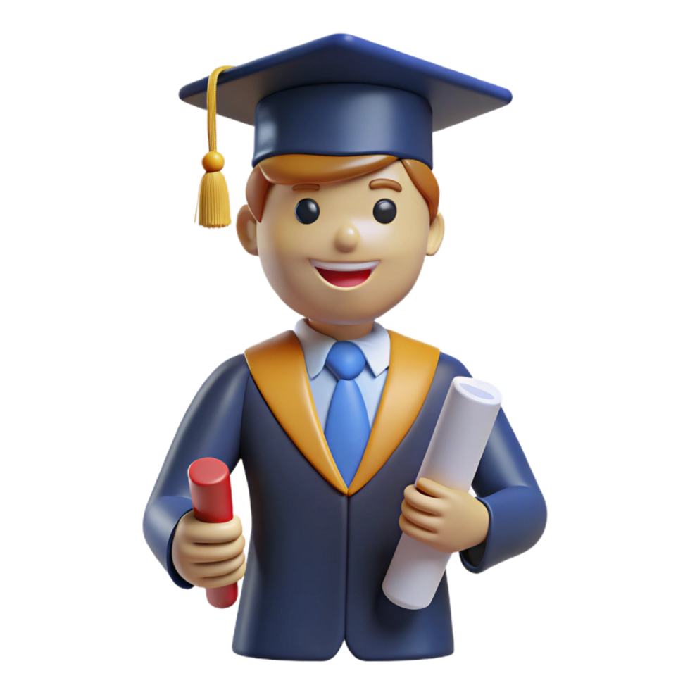 splendid gothic Graduate student, holding diploma, NO BACKGROUND with Transparent Background. expertly shot png