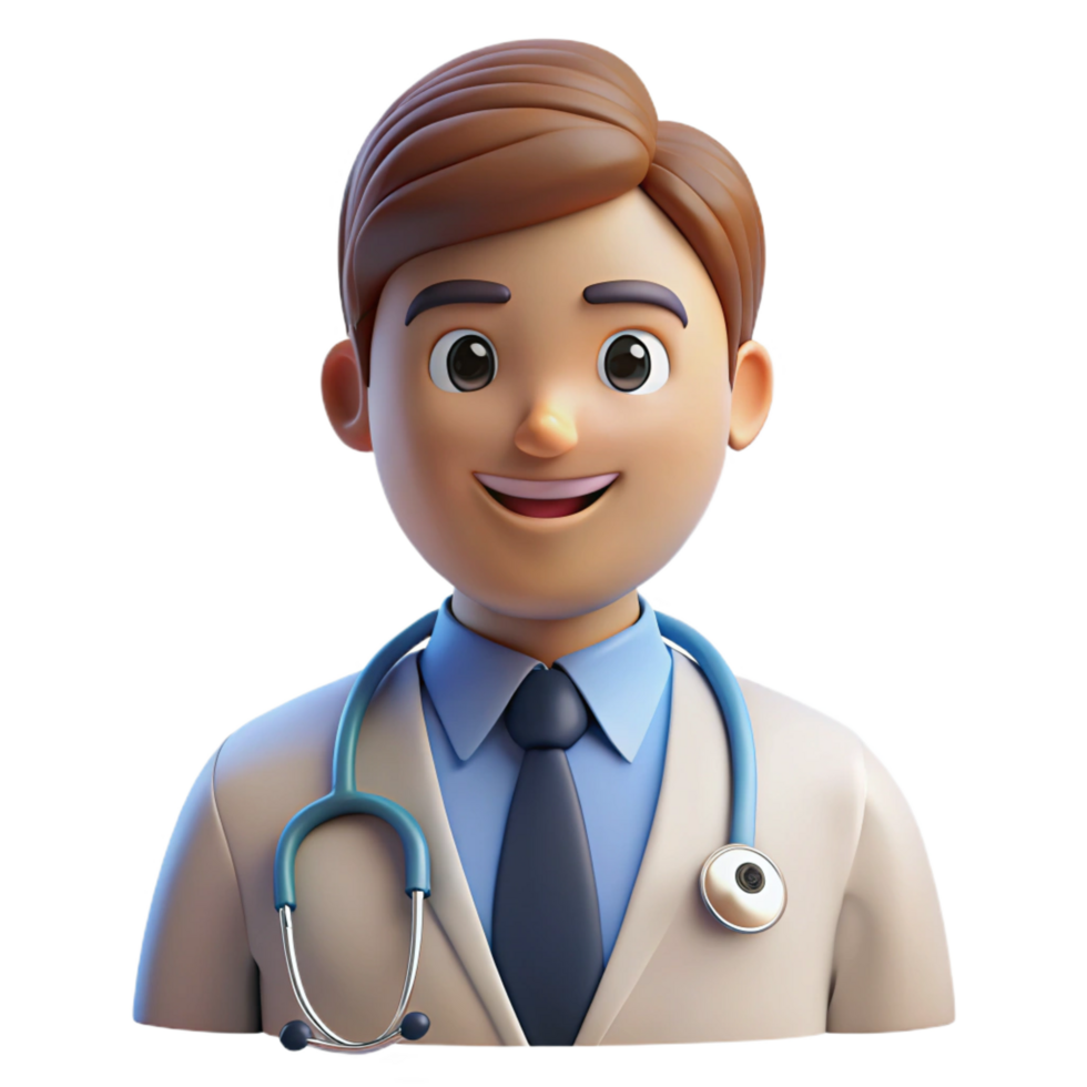 enchanting iconic Doctor, stethoscope around neck, NO BACKGROUND with Transparent Background. png