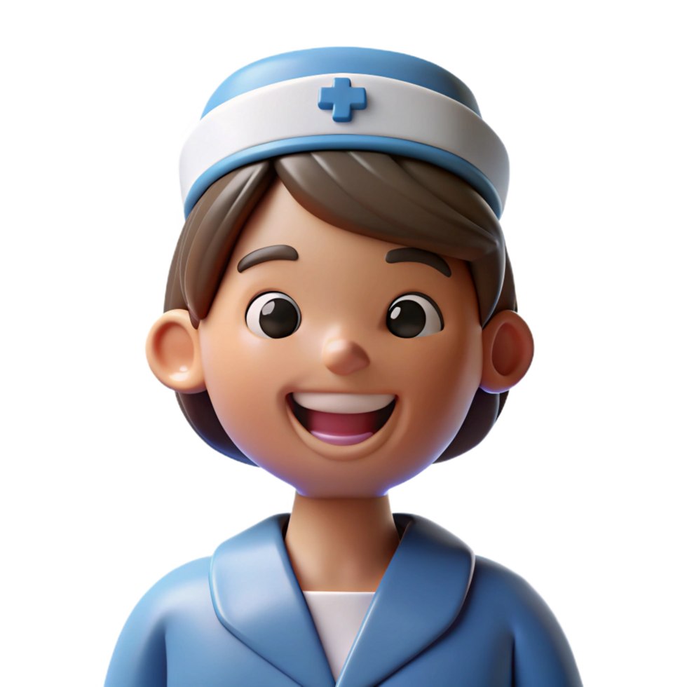 mesmerizing organic Nurse, smiling warmly, NO BACKGROUND with Transparent Background. 4K png