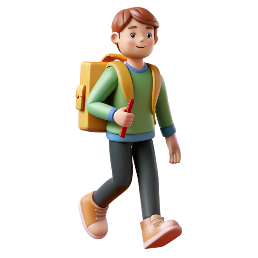 hypnotic iconic Student, carrying backpack, NO BACKGROUND with Transparent Background. png