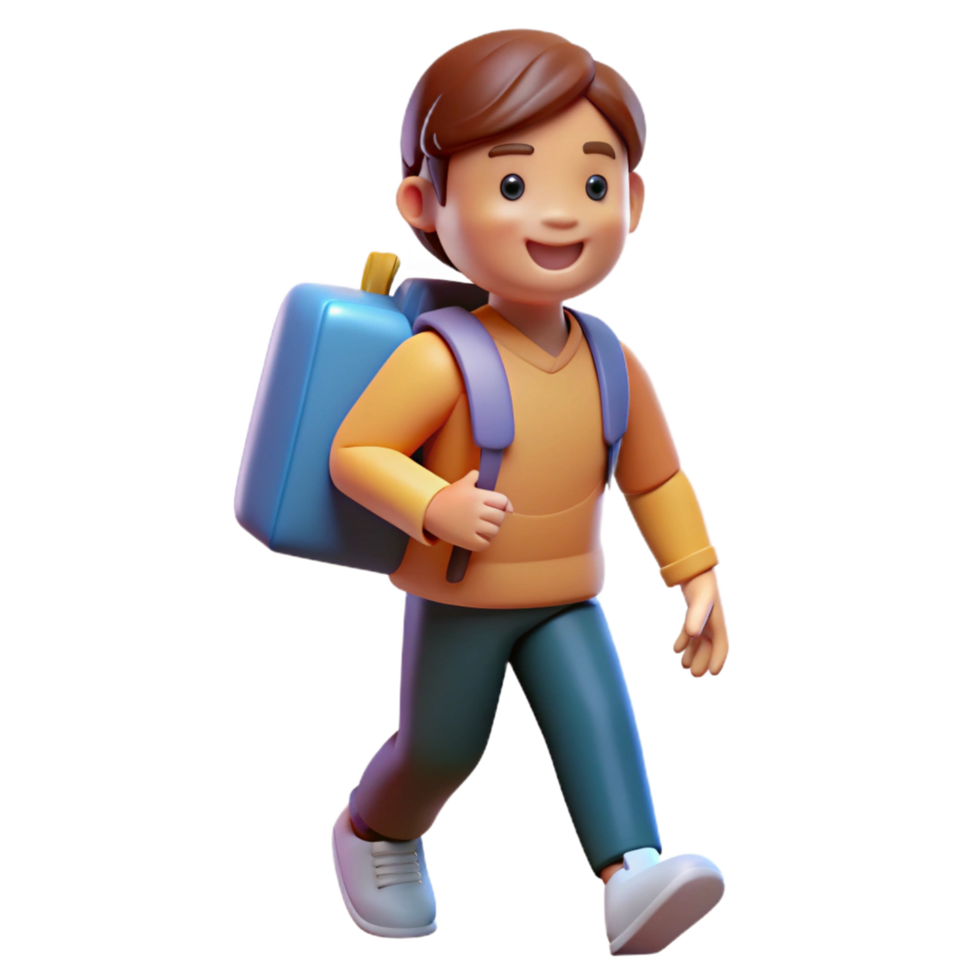 inspired geometric Student, carrying backpack, NO BACKGROUND with Transparent Background. precision png