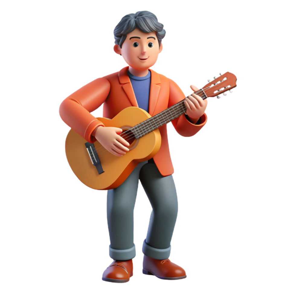 magnificent signature Musician, playing guitar, NO BACKGROUND with Transparent Background. png