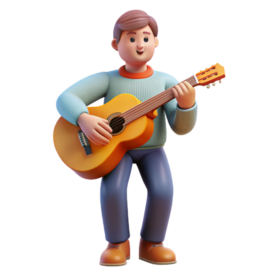 calm stunning Musician, playing guitar, NO BACKGROUND with Transparent Background. luxury png