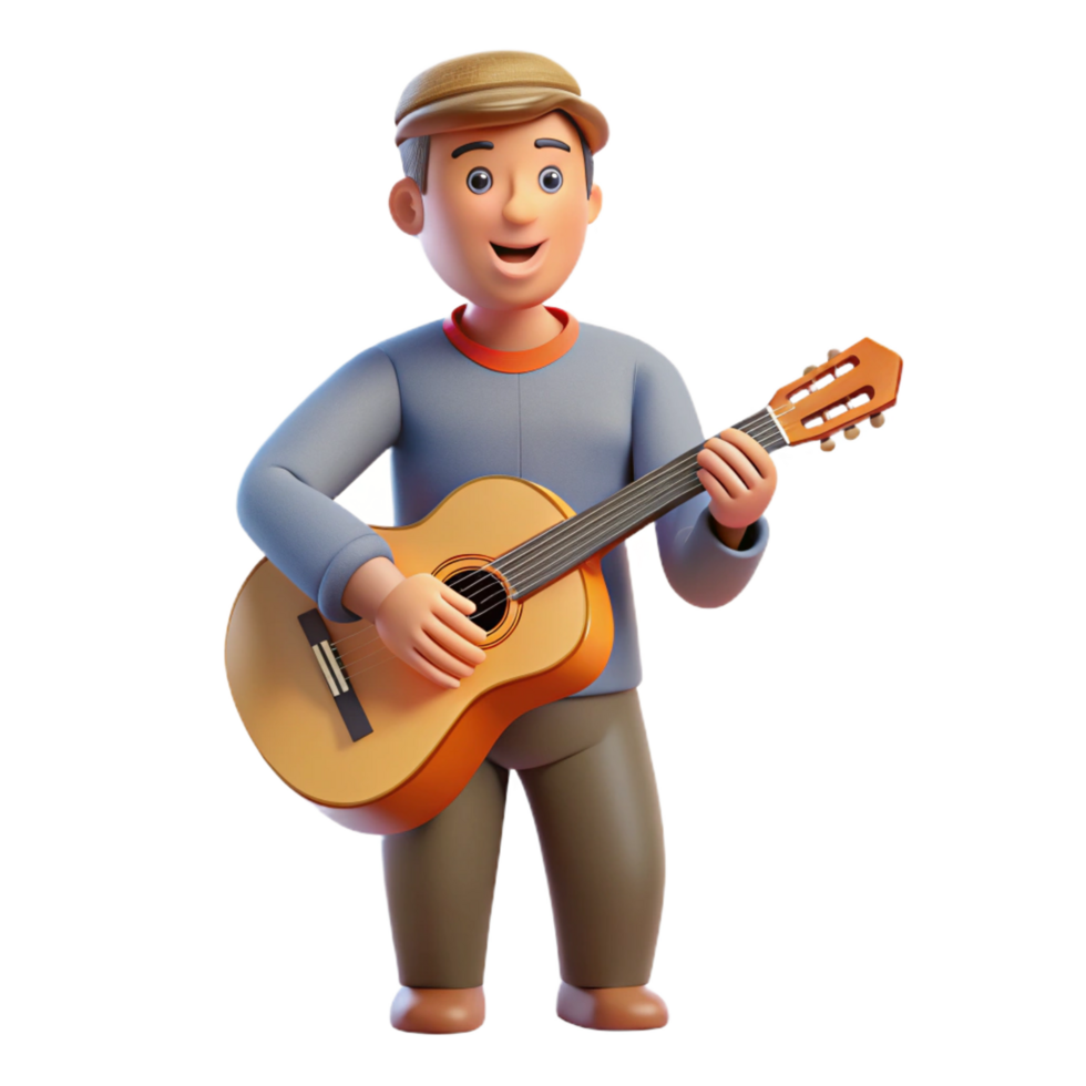 sought-after artistic Musician, playing guitar, NO BACKGROUND with Transparent Background. top-tier png