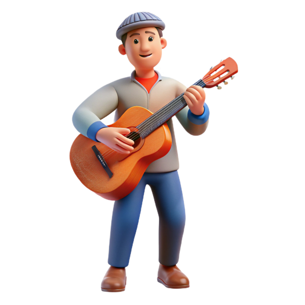 intense spectacular Musician, playing guitar, NO BACKGROUND with Transparent Background. masterfully captured png