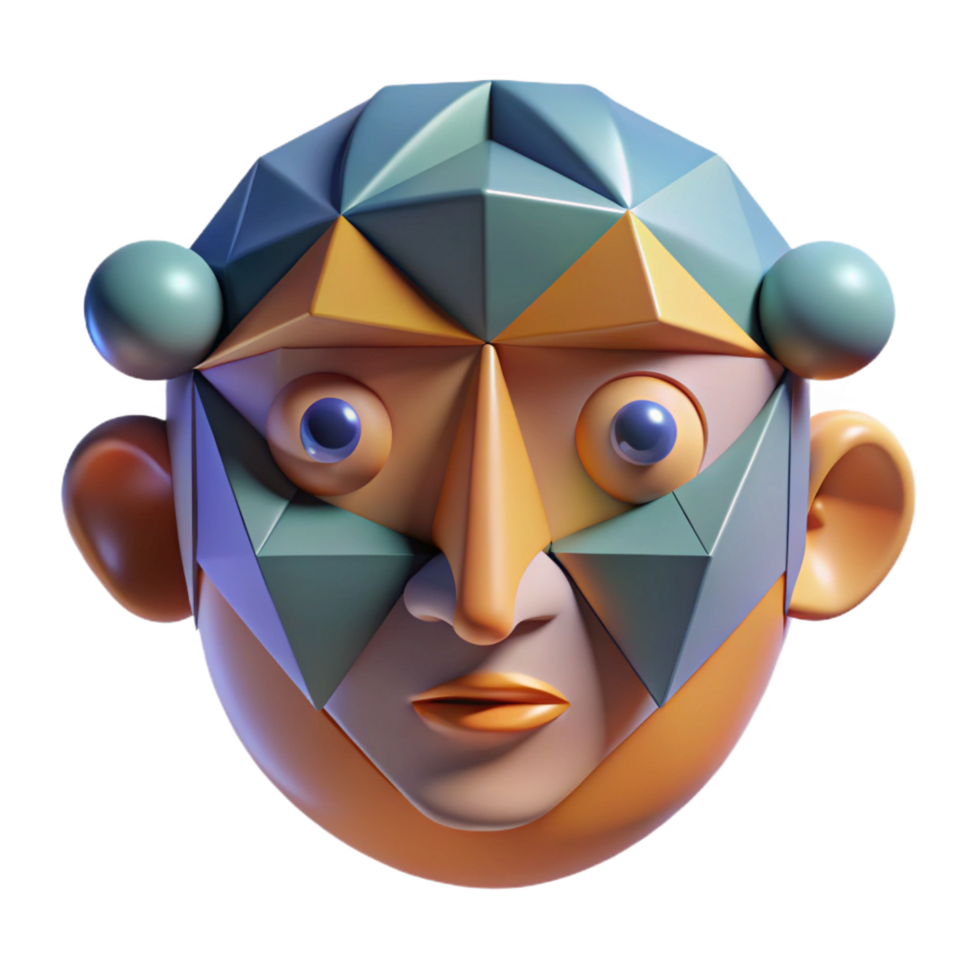exceptional victorian Abstract face, geometric shapes, NO BACKGROUND with Transparent Background. flawless png
